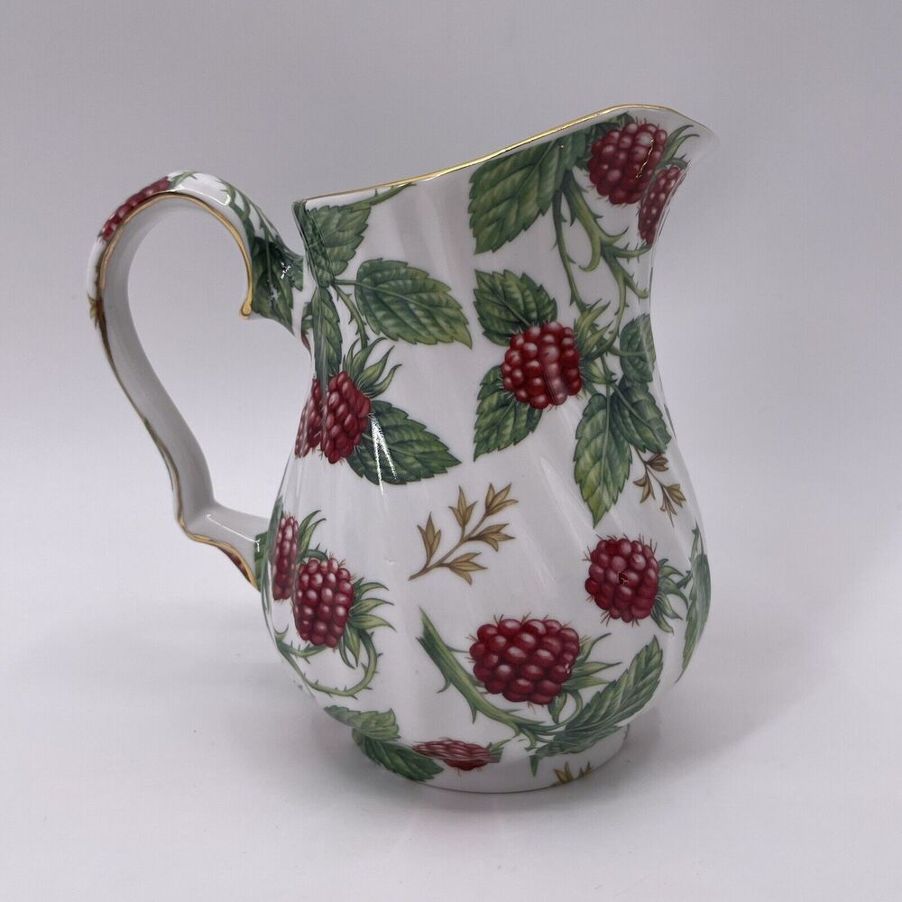 Raspberry Chintz Pitcher A Special Place 2003 Swirl White Porcelain Chintzware